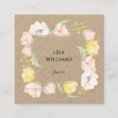 Watercolor Floral Frame Kraft Vierkante Visitekaartje (Voorkant)