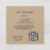 Watercolor Floral Frame Kraft Vierkante Visitekaartje (Achterkant)