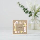 Watercolor Floral Frame Kraft Vierkante Visitekaartje (Staand voorkant)