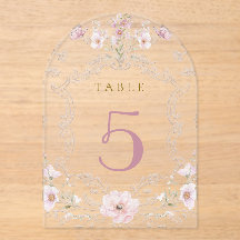 watercolor floral frame table number