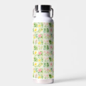 Watercolor Floral Grid Pattern Waterfles (Voorkant)