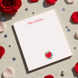 Watercolor Floral Heart Valentines Day Custom Name Notitieblok