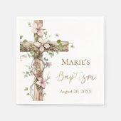 Watercolor Floral Holy Cross Baptism Servet (Voorkant)