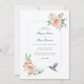 Watercolor Floral Hummingbird Seersucker Wedding Kaart (Voorkant)