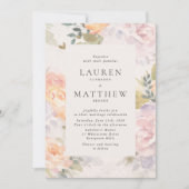 Watercolor Floral Ivory Modern Wedding Invitation Kaart (Voorkant)