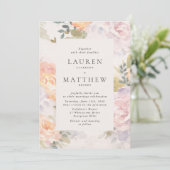 Watercolor Floral Ivory Modern Wedding Invitation Kaart (Staand voorkant)