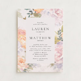 Watercolor Floral Ivory Modern Wedding Invitation Kaart