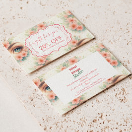 Watercolor Floral Lash Artist Beauty Studio Kortingskaartje