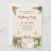 Watercolor floral leaves candles birthday kaart (Voorkant)