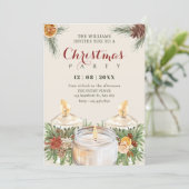 Watercolor floral leaves christmas candles kaart (Staand voorkant)