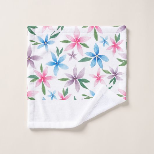 Watercolor Floral Monogram Bad Handdoek (Wasdoekje)