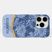Watercolor Floral Monogram Pattern - Blue on Blue Case-Mate iPhone Case (Achterkant (horizontaal))