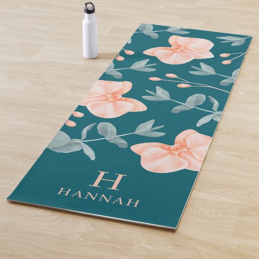 Watercolor Floral Name and Monogram Yogamat (In situ)