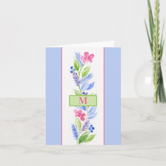 Watercolor Floral Pastels NAME INITIAL Kaart (Voorkant)