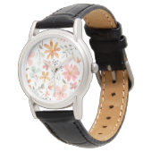 Watercolor Floral Pattern Horloge (Gekanteld)