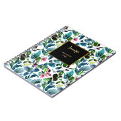 Watercolor floral pattern monogram name notitieboek (Linkerzijde)
