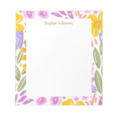 Watercolor Floral Pattern Pretty Personalized Notitieblok (Voorkant)
