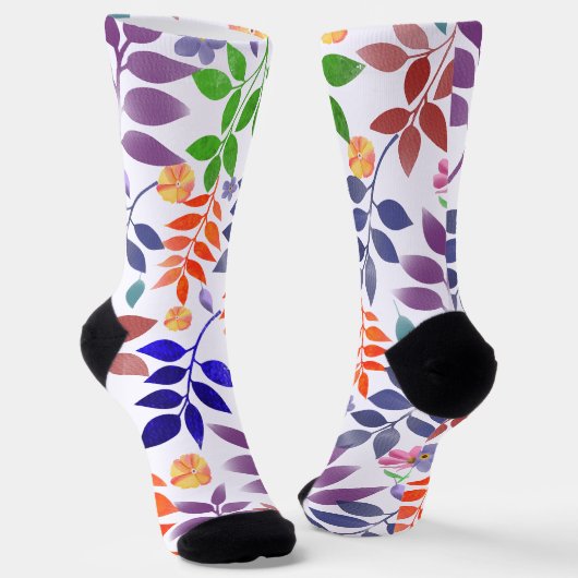 Watercolor Floral Pattern Socks Sokken (Gebogen)