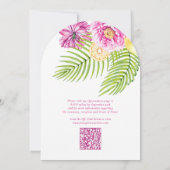 Watercolor Floral Peonies QR Code Quinceañera Kaart (Achterkant)