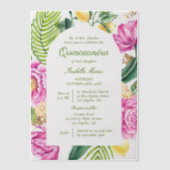 Watercolor Floral Peonies Tulips Lemon Quinceañera Vellum Uitnodigingen (Voorkant)