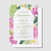 Watercolor Floral Peonies Tulips Lemon Quinceañera Vellum Uitnodigingen (Offset)
