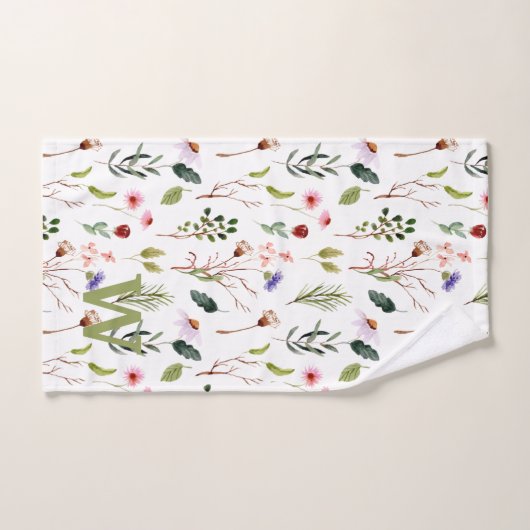 Watercolor Floral Personalized Monogram Bad Handdoek (Handdoek)