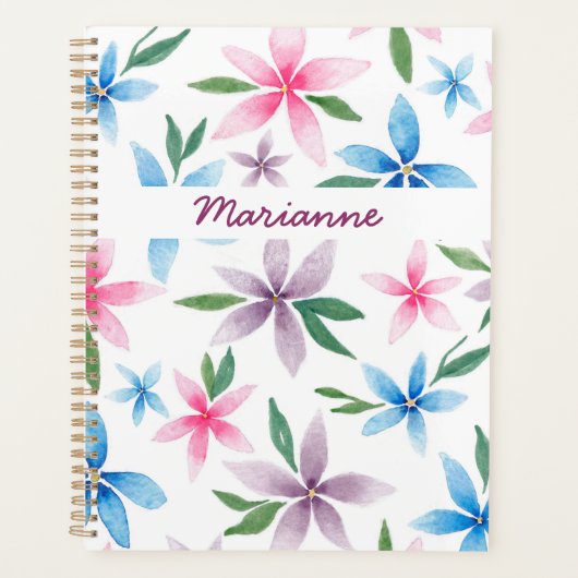 Watercolor floral personalized planner (Voorkant)