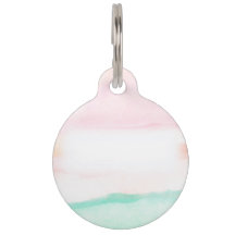 Watercolor Floral Pet Tag | Pink, Green & Peach 