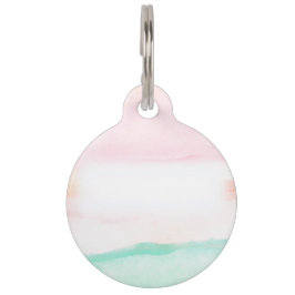 Watercolor Floral Pet Tag | Pink, Green & Peach  Huisdierpenning