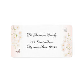 Watercolor Floral & Pink Gingham Mailing Etiket