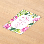 Watercolor Floral Pink Peonies Tulips Quinceañera Acryl Uitnodigingen (Laagn)