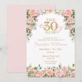 watercolor floral pink roses 30th birthday gold kaart (Voorkant / Achterkant)
