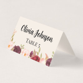 Watercolor Floral Place Card Kaart
