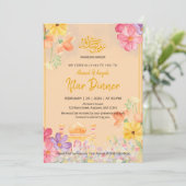 Watercolor Floral Ramadan Kareem Iftar Dinner Kaart (Staand voorkant)