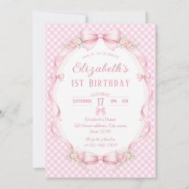  Watercolor Floral Ribbon Elizabeth's 1st Birthday Kaart