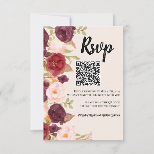 Watercolor Floral RSVP Kaartje (Voorkant)