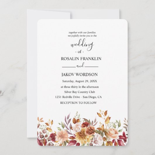 watercolor floral rustic wedding kaart (Voorkant)