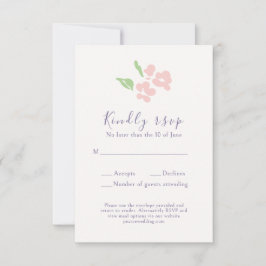 Watercolor Floral Script Wedding  RSVP Card Kaartje