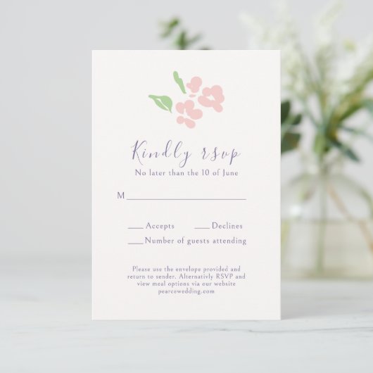 Watercolor Floral Script Wedding  RSVP Card Kaartje (Staand voorkant)