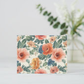 Watercolor Floral Seamless Pattern Postcard  Briefkaart (Staand voorkant)