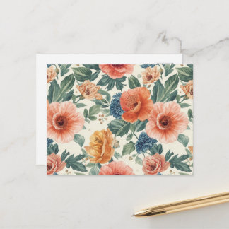 Watercolor Floral Seamless Pattern Postcard Briefkaart