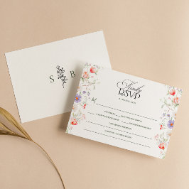Watercolor Floral Spring Garden Pastel Wedding RSVP Kaartje