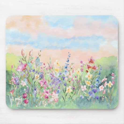 Watercolor floral Spring Ladybug Muismat (Voorkant)