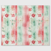 Watercolor Floral Striped Holiday Cadeaupapier (Vlak)