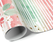 Watercolor Floral Striped Holiday Cadeaupapier (Rol Hoek)