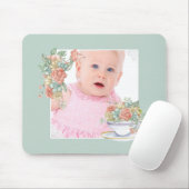 Watercolor Floral Teacup Custom Photo Muismat (Met muis)