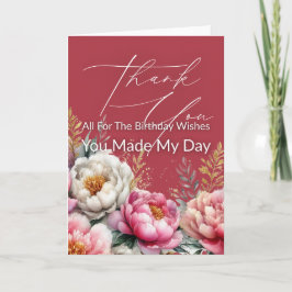 Watercolor Floral Thank You All For The Birthday Kaart