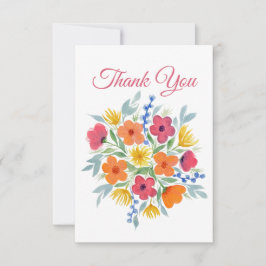 Watercolor Floral "Thank You" Bedankkaart