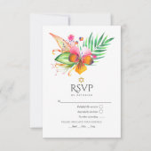 Watercolor Floral Tropical Summer Bat Mitzvah RSVP Kaartje (Voorkant)