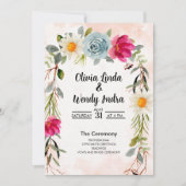 Watercolor Floral Wedding Ceremony Invitation Kaart (Voorkant)